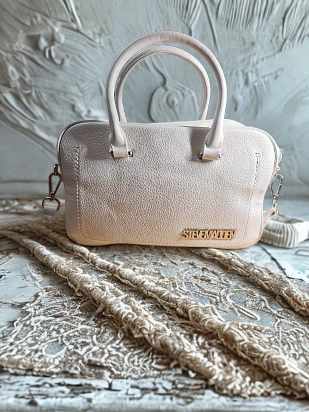 STEVE MADDEN Bchipp Vanilla Double Compartment Convertible Satchel Crossbody Bag